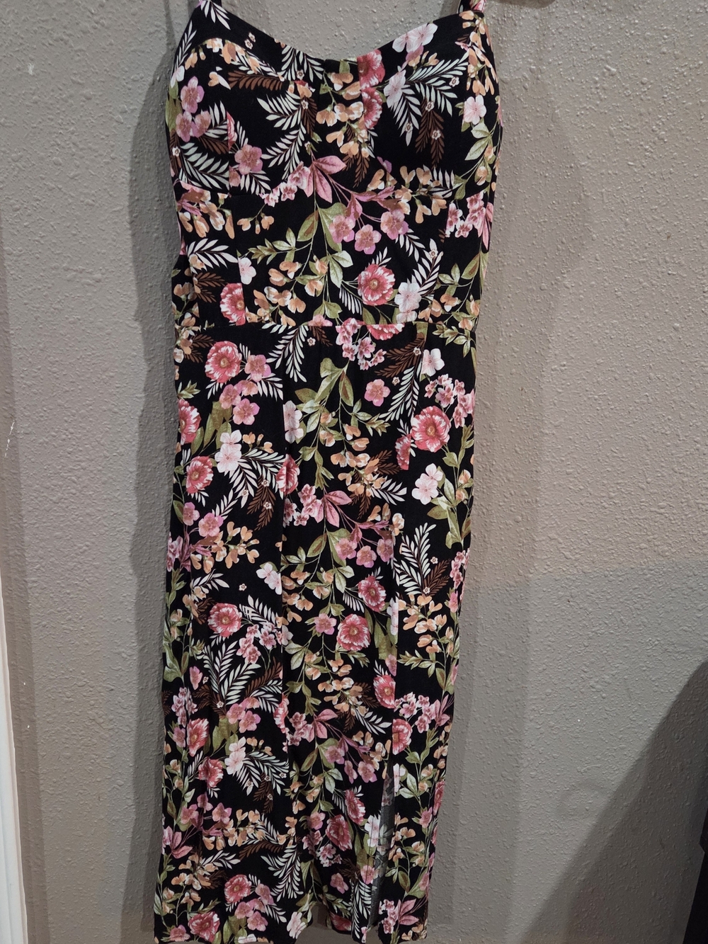 Lily Rose Black Maxi Dress with Pink & Green Floral Print